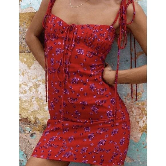 Rat & Boa Red and Purple Mini Dress - Picture 1 of 7